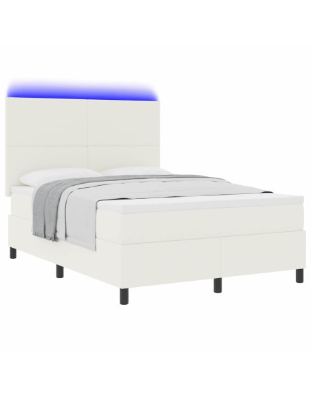 Letto a Sorgente LED con testiera Crema e Bianco 140 x 190 cm
