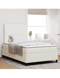 Letto a molle Crema e Bianco 120 x 190 cm Tessuto in Cords