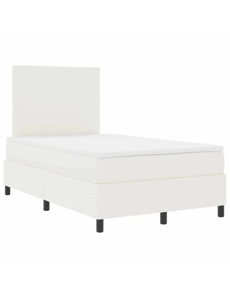 Letto a molle Crema e Bianco 120 x 190 cm Tessuto in Cords