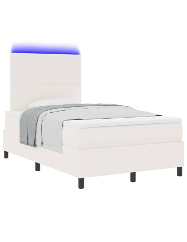 Letto a Sorgente LED con testiera Crema e Bianco 120 x 190 cm