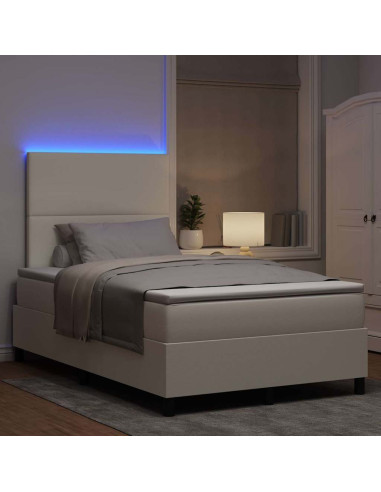 Letto a Sorgente LED con testiera Crema e Bianco 120 x 190 cm