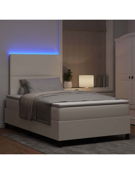 Letto a Sorgente LED con testiera Crema e Bianco 120 x 190 cm