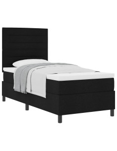 Letto a molle con materasso Nero 90 x 190 cm Tessuto 2