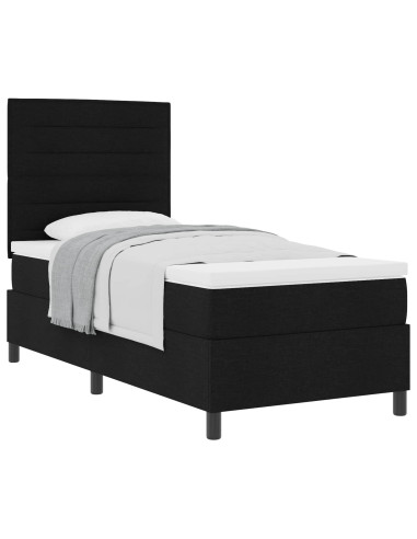 Letto a molle con materasso Nero 90 x 190 cm Tessuto