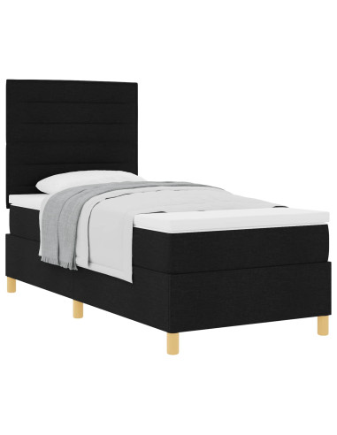 Letto a molle con materasso Nero 90 x 190 cm Tessuto