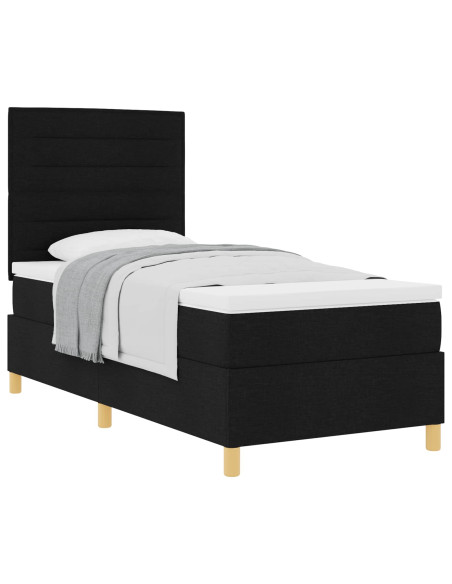 Letto a molle con materasso Nero 90 x 190 cm Tessuto