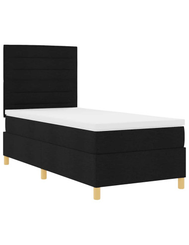 Letto a molle con materasso Nero 90 x 190 cm Tessuto