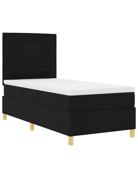 Letto a molle con materasso Nero 90 x 190 cm Tessuto