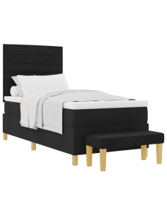 Letto a molle con materasso Nero 90 x 190 cm Tessuto 2