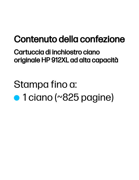 HP Cartuccia di inchiostro ciano originale 912XL ad alta capacità