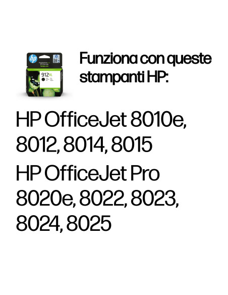 HP Cartuccia di inchiostro nero originale 912XL ad alta capacità