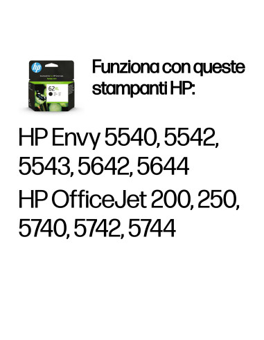 HP Cartuccia originale inchiostro nero ad alta capacità 62XL