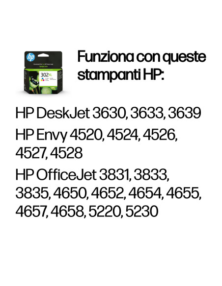 HP Cartuccia originale inchiostro tricromia ad alta capacità 302XL