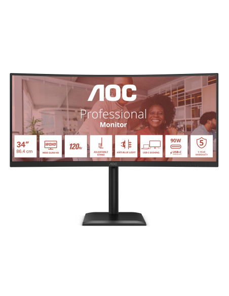 AOC E4 CU34E4CV Monitor PC 86,4 cm (34") 3440 x 1440 Pixel UltraWide Quad HD LCD Nero