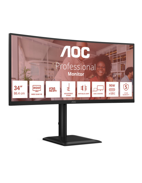 AOC E4 CU34E4CV Monitor PC 86,4 cm (34") 3440 x 1440 Pixel UltraWide Quad HD LCD Nero