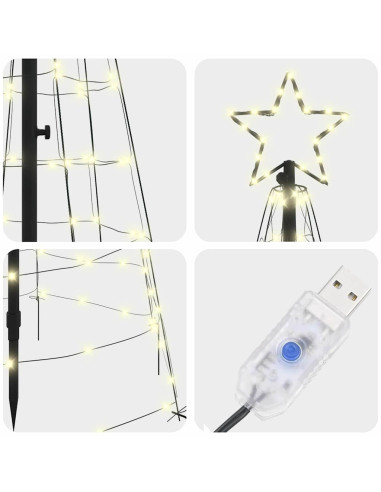 Albero di Natale LED con picchetti per il terreno Bianco caldo