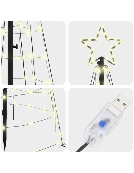 Albero di Natale LED con picchetti per il terreno Bianco caldo