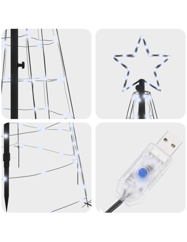 Albero di Natale LED con picchetti per il terreno 250 cm Ferro