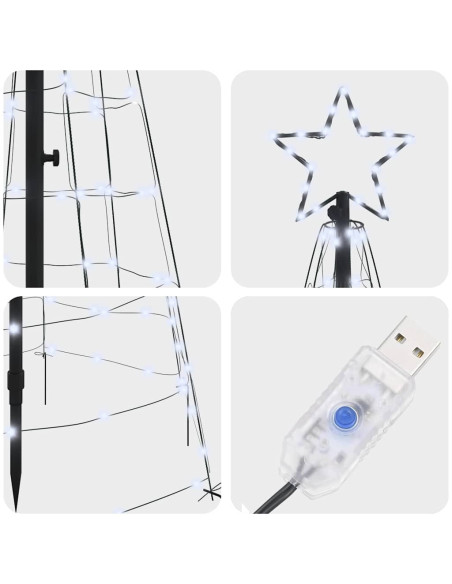 Albero di Natale LED con picchetti per il terreno 250 cm Ferro