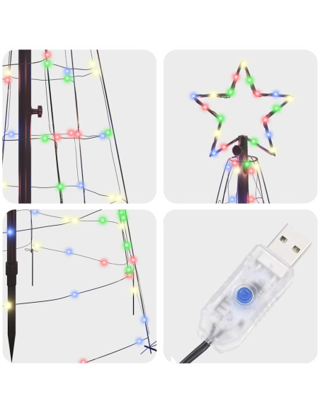 Albero di Natale LED con picchetti per il terreno 250 cm Ferro