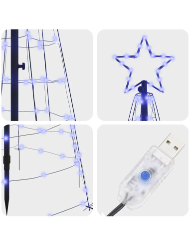 Albero di Natale LED con picchetti per il terreno Blu 250 cm