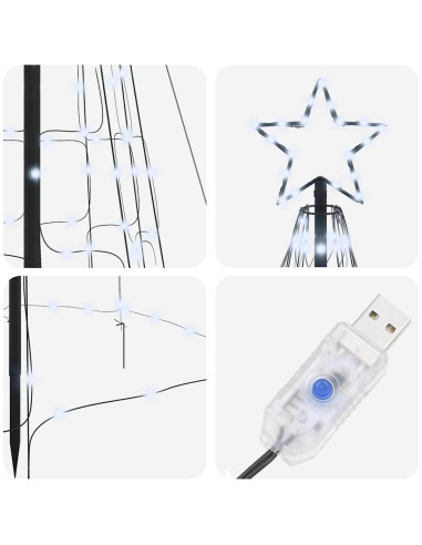 Albero di Natale LED con picchetti per il terreno 400 cm Ferro