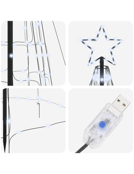 Albero di Natale LED con picchetti per il terreno 400 cm Ferro