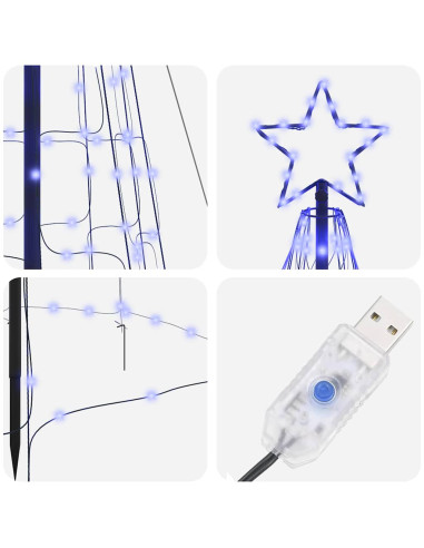 Albero di Natale LED con picchetti per il terreno Blu 400 cm