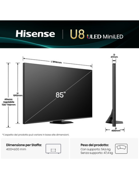 Hisense Smart TV ULED MiniLED 85" 4K 85U8Q