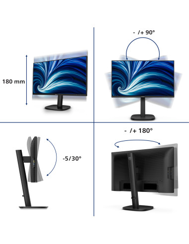 Philips Serie 3000 24B2N3200D/00 Monitor PC 61,2 cm (24.1") 1920 x 1200 Pixel WUXGA LCD Nero
