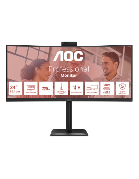 AOC E4 CU34E4CW Monitor PC 86,4 cm (34") 3440 x 1440 Pixel UltraWide Quad HD LED Nero
