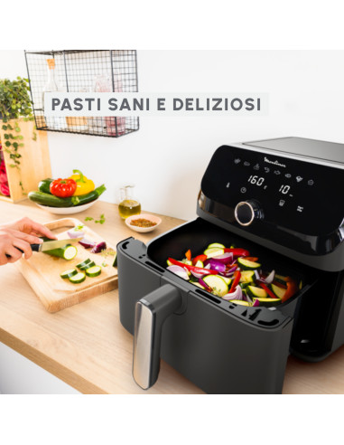 Moulinex Easy Fry Mega EZ855H , Friggitrice ad aria, Capacità Extra Large 7,5L/2kg, 8 programmi preimpostati, Coal Grey