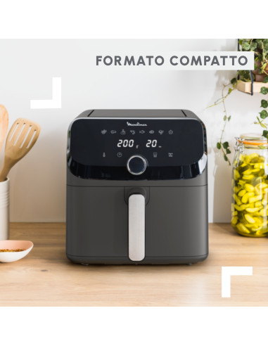 Moulinex Easy Fry Mega EZ855H , Friggitrice ad aria, Capacità Extra Large 7,5L/2kg, 8 programmi preimpostati, Coal Grey