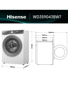 Hisense WD3S9043BW7 lavasciuga Libera installazione Caricamento frontale Bianco 2