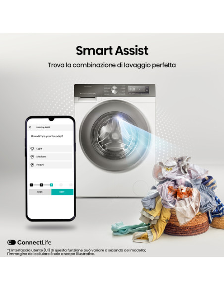 Hisense WD3S9043BW7 lavasciuga Libera installazione Caricamento frontale Bianco