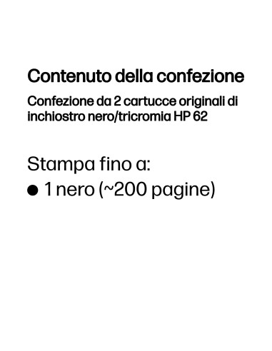 HP Confezione da 2 cartucce originali di inchiostro nero/tricromia 62