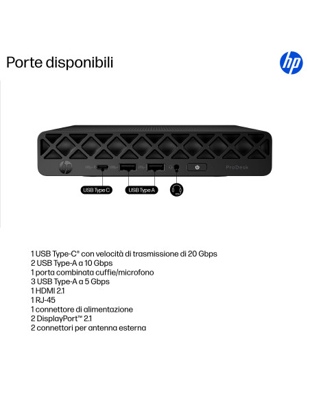 HP ProDesk 4 G1i AI PC Intel Core Ultra 7 265T 24 GB DDR5-SDRAM 1 TB SSD Windows 11 Pro Mini PC Nero