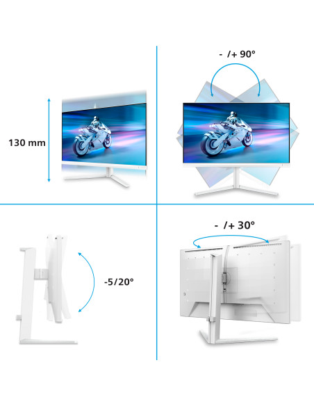 Philips Evnia 6000 27M2N6501L/00 Monitor PC 67,3 cm (26.5") 2560 x 1440 Pixel Quad HD QD-OLED Bianco