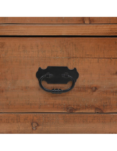 Comodino in Legno Massello di Abete 40x29x68 cm Marrone