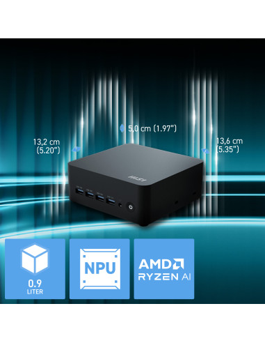 MSI Cubi Z AI 8M R7 8845HS FS 16GB 1TB W11P AMD Ryzen™ 7 DDR5-SDRAM SSD Windows 11 Pro Mini PC Nero