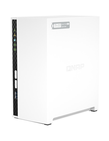 QNAP TS-233 server NAS e di archiviazione Tower ARM Cortex-A55 2 GB 0 TB QNAP QTS Bianco