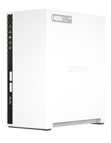 QNAP TS-233 server NAS e di archiviazione Tower ARM Cortex-A55 2 GB 0 TB QNAP QTS Bianco