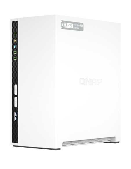 QNAP TS-233 server NAS e di archiviazione Tower ARM Cortex-A55 2 GB 0 TB QNAP QTS Bianco