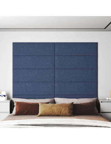 Testiera da Parete 12 pcs Blu 90 x 30 cm Tessuto
