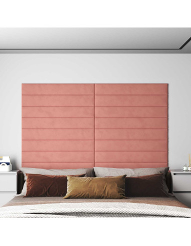 Testiera da Parete 12 pcs Rosa 90 x 15 cm Velluto