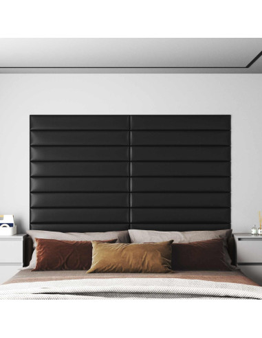 Testiera da Parete 12 pcs Nero 90 x 15 cm Tessuto