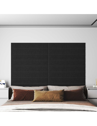 Testiera da Parete 12 pcs Nero 90 x 15 cm Tessuto