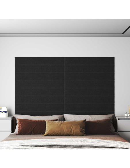 Testiera da Parete 12 pcs Nero 90 x 15 cm Tessuto