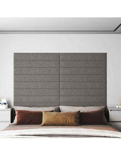 Testiera da Parete 12 pcs Grigio chiaro 90 x 15 cm Tessuto