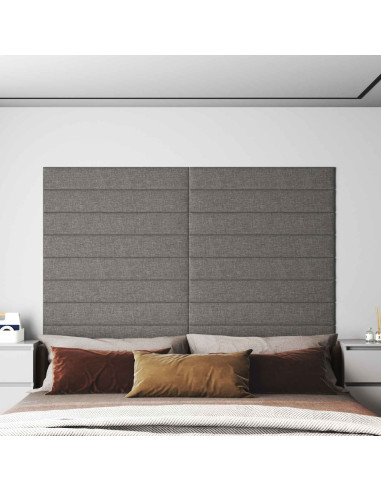 Testiera da Parete 12 pcs Grigio chiaro 90 x 15 cm Tessuto